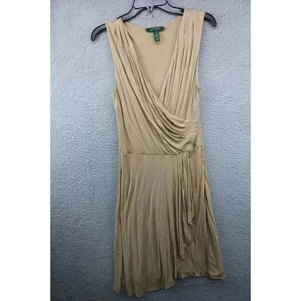 Lauren Ralph Lauren‎ Wrap Dress-Small-100% Viscose-Beige